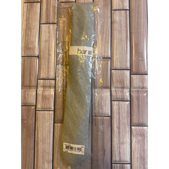 Bar III Mens Morden Solid Slim Tie Grey OS - Picture 1 of 2
